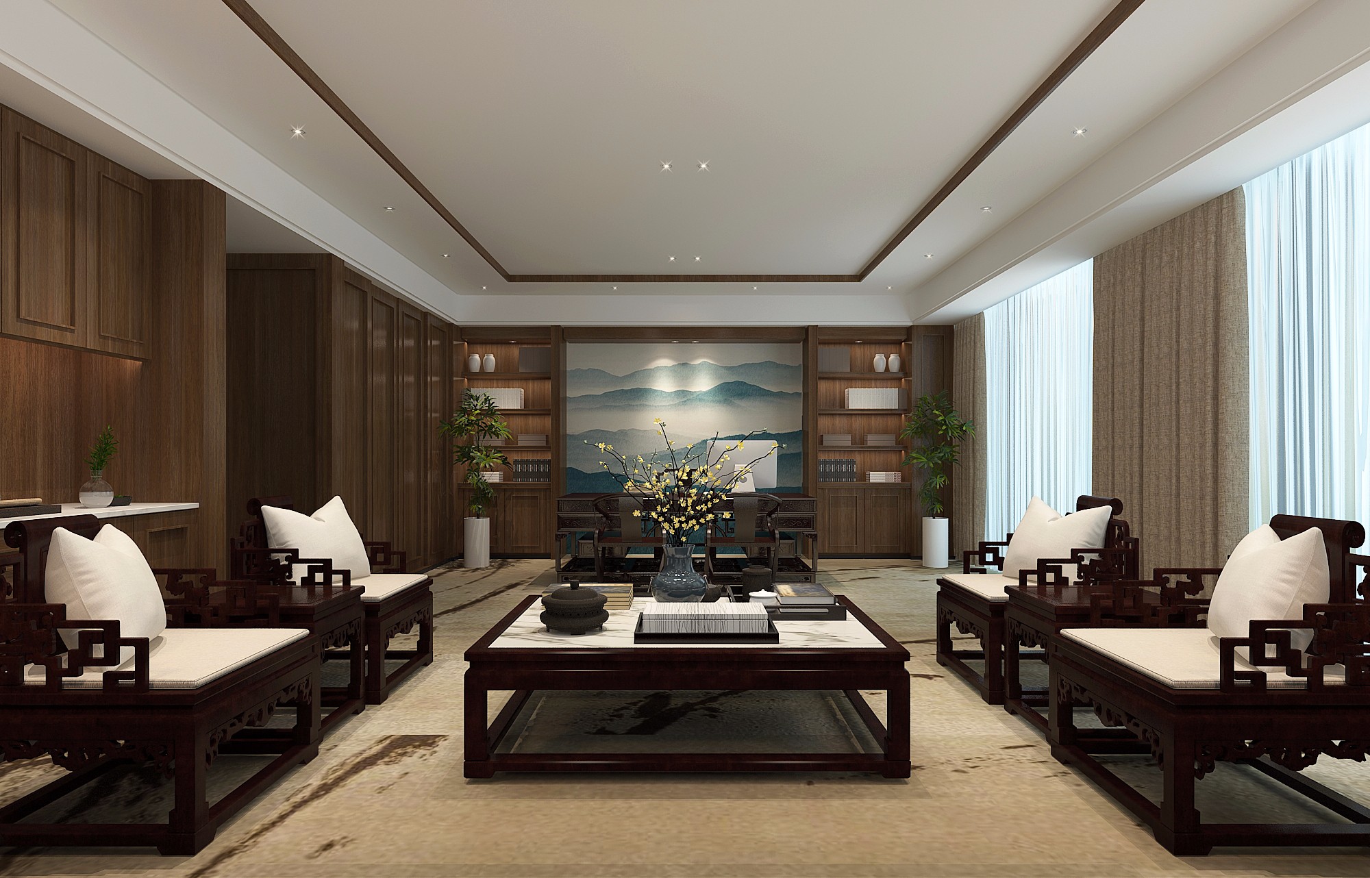 古典大氣老板辦公室裝修設計-第5張圖片-上海古都建筑設計集團