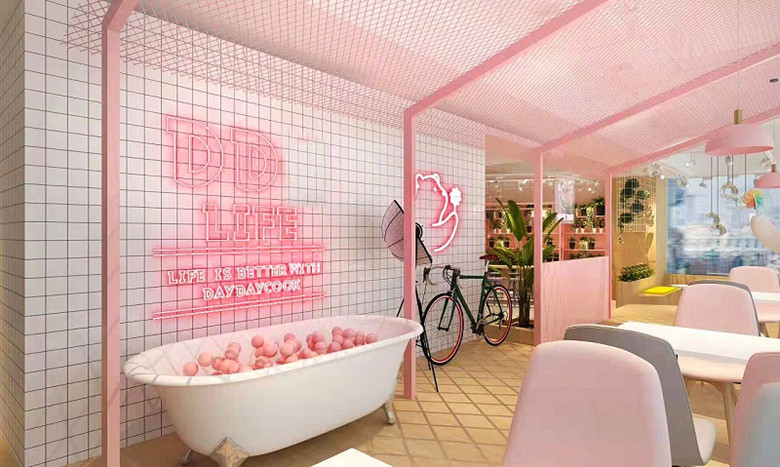 網紅餐飲店鋪裝修設計效果圖展示-第3張圖片-上海古都建筑設計集團